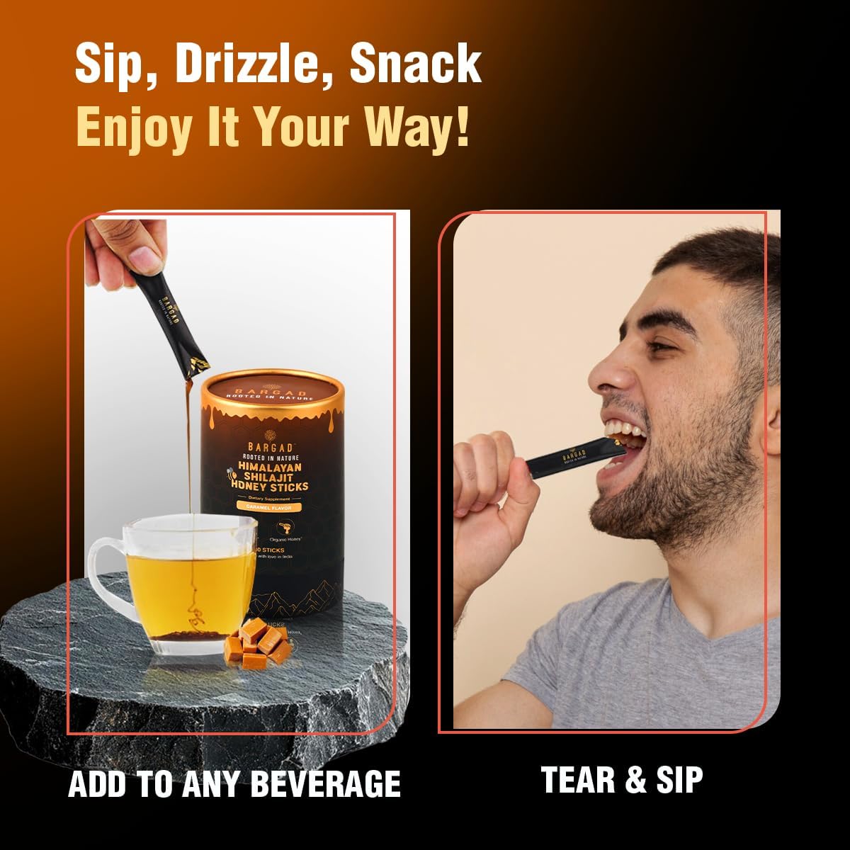 Pure Himalayan Shilajit Sticks with Organic Honey & Caramel (30 Count) | Easy Single Use Shilajit Sticks | Boosts Energy & Immunity with 85+ Trace Minerals, 75%+ Fulvic Acid