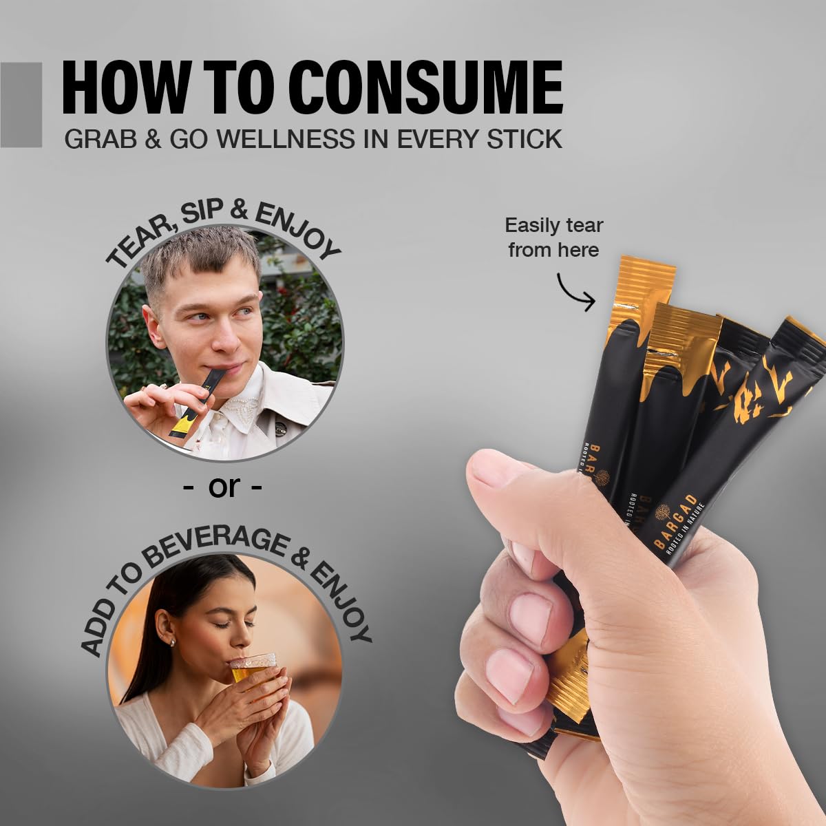 Bargad KSM-66 Ashwagandha Honey Sticks 400MG – Premium Organic Honey Infused with Adaptogenic Ashwagandha, Helps Promote Relaxation & Focus, Boosts Energy & Vitality, No Artificial Additives – 30 Count