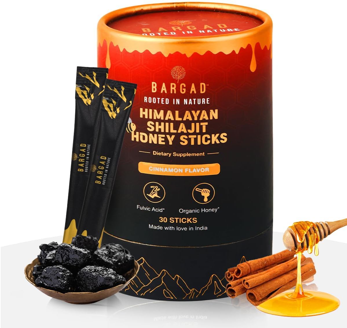 Pure Himalayan Shilajit Sticks with Organic Honey & Cinnamon (30 Count) | Easy Single Use Shilajit Sticks | Boosts Energy & Immunity with 85+ Trace Minerals, 75%+ Fulvic Acid