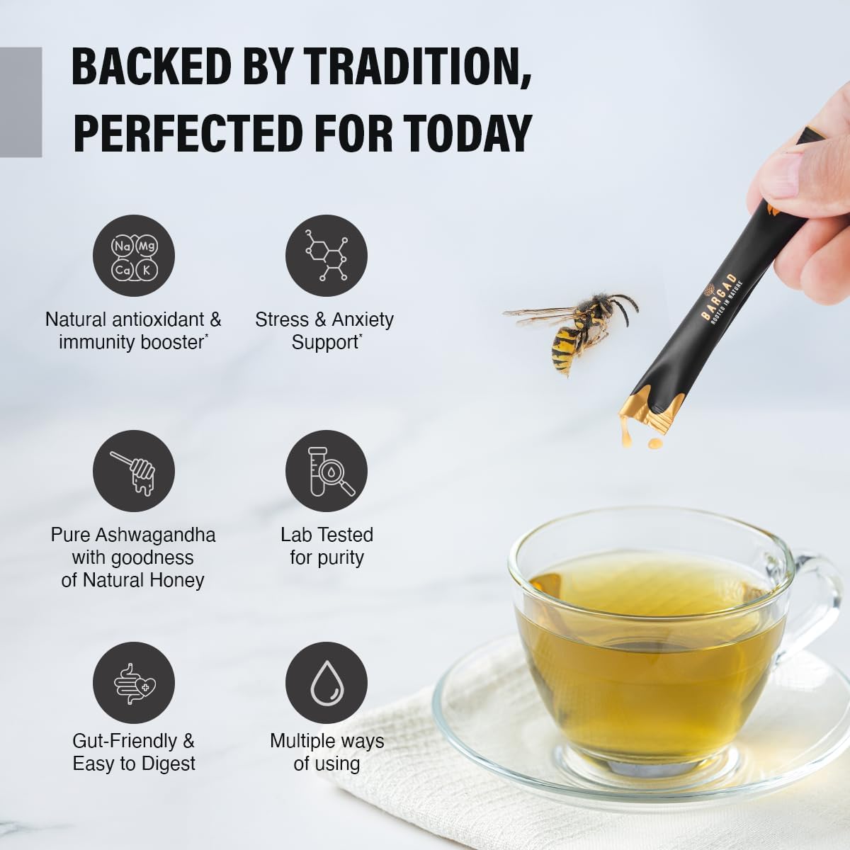 KSM-66 Ashwagandha Honey Sticks – Premium Organic Honey Infused with Adaptogenic Ashwagandha, Helps Promote Relaxation & Focus, Boosts Energy & Vitality, No Artificial Additives – 7 Count