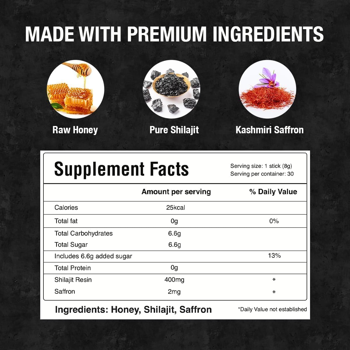 Himalayan Shilajit Honey Sticks with Saffron