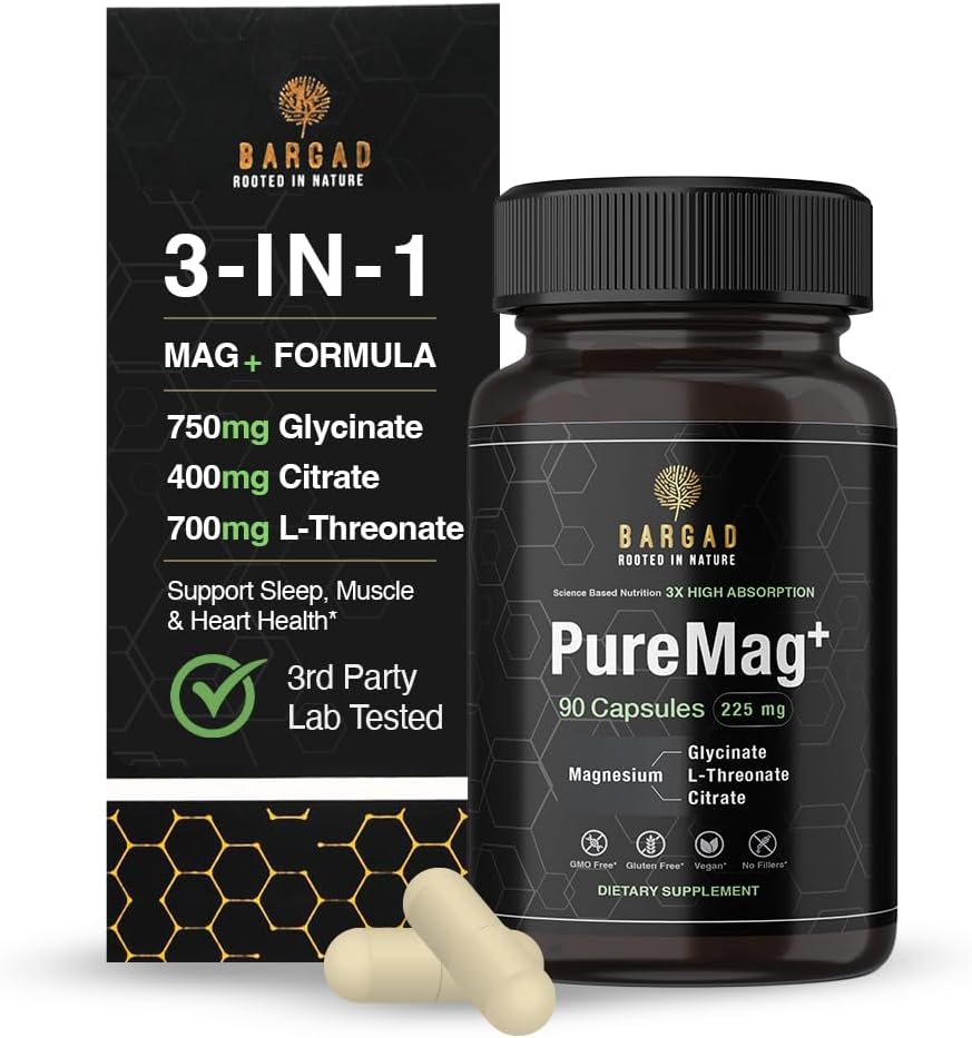 PureMag+ Premium Magnesium Complex – Supports Brain Function, Muscle Recovery & Relaxation with Magnesium Glycinate, L-Threonate & Citrate & MCT Powder for Enhanced Absorption & Well-Being
