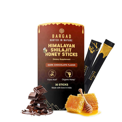 Pure Himalayan Shilajit Sticks with Organic Honey & Dark Chocolate – 30 Count