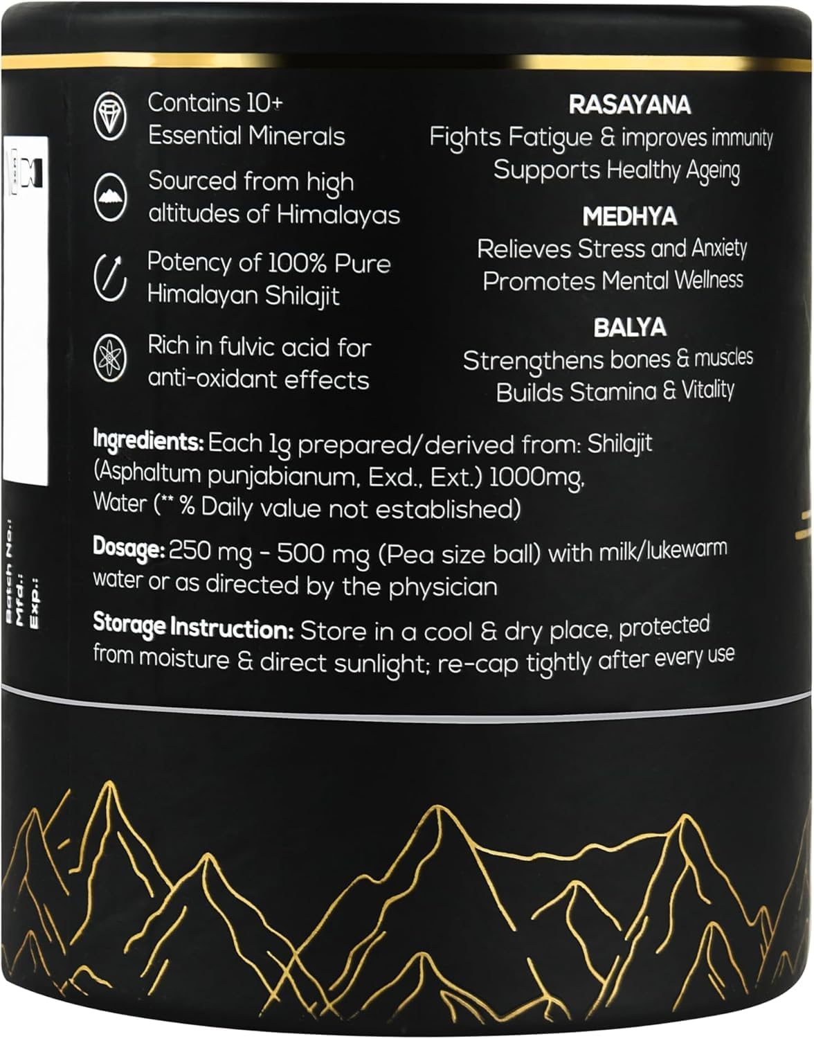 Pure Himalayan Shilajit Resin High Potency for Men & Women | Lab Tested | Gold Grade 100% Pure Shilajit with Fulvic Acid & 85+ Trace Minerals for Energy Boost & Immune Support | 30 Gm