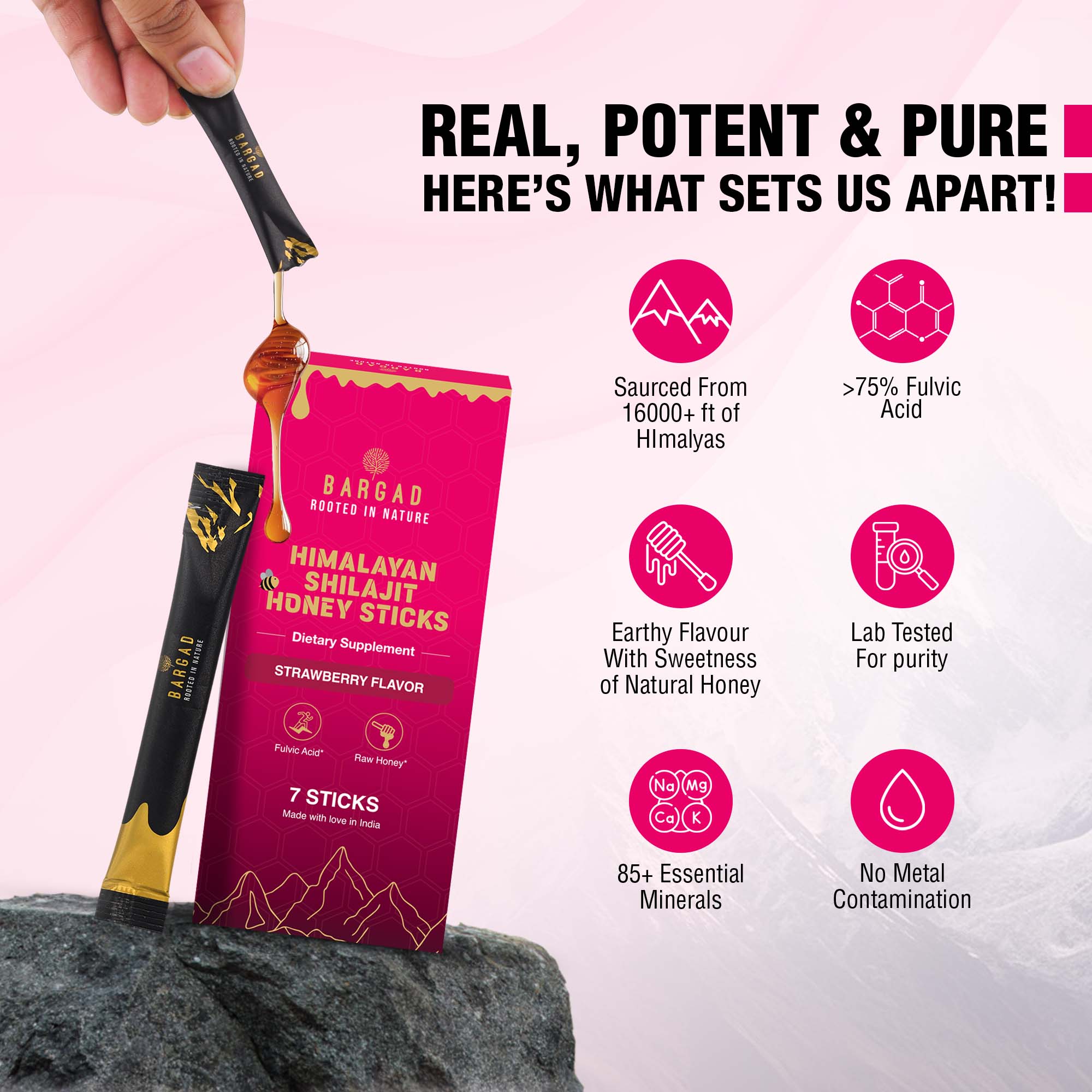 Shilajit Honeystick Strawberry 7 Stick