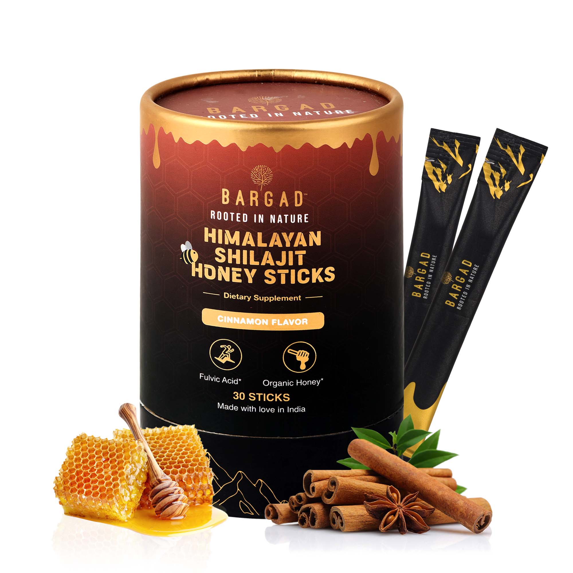 Pure Himalayan Shilajit Sticks with Organic Honey & Cinnamon (30 Count)