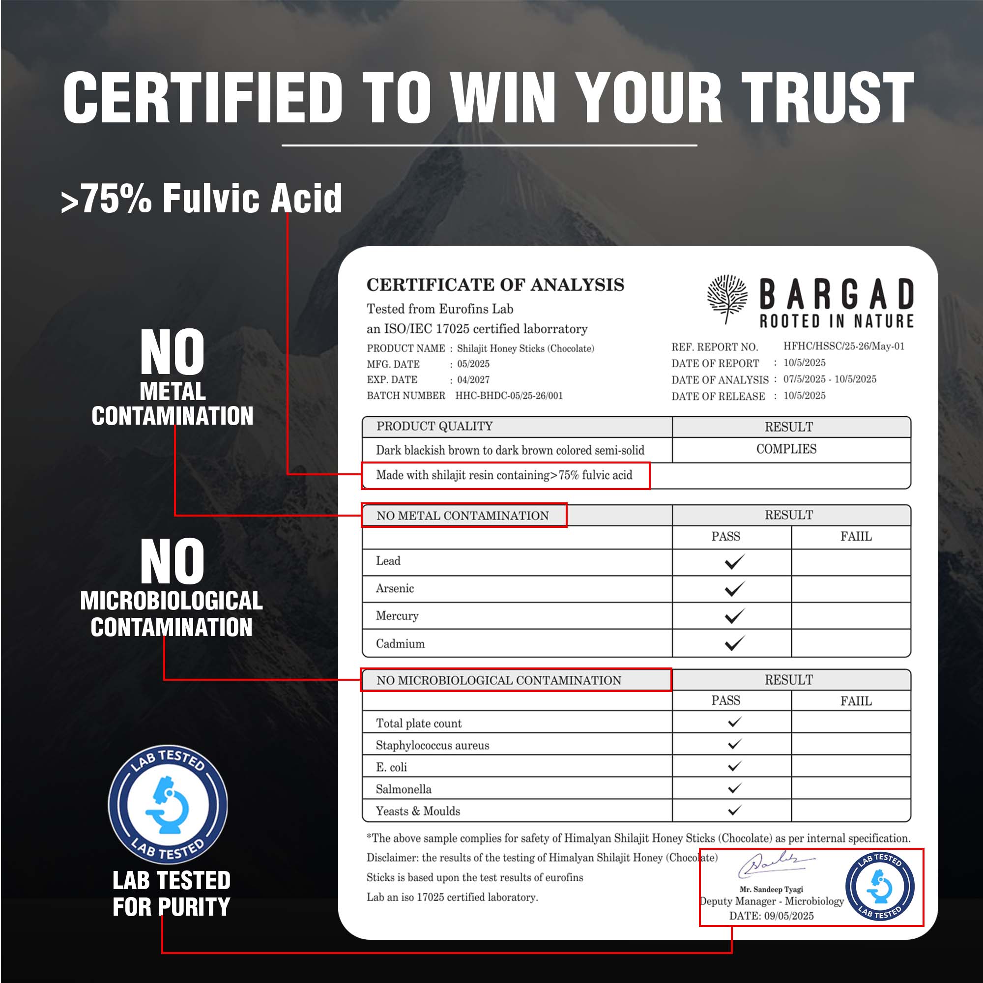 Pure Himalayan Shilajit Sticks with Organic Honey & Dark Chocolate – 30 Count